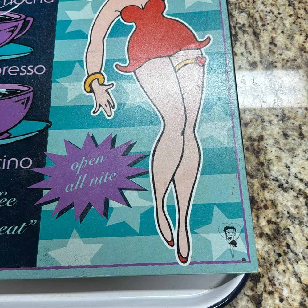 Betty Boop Metal Cafe Wall Art - Purple & Teal
